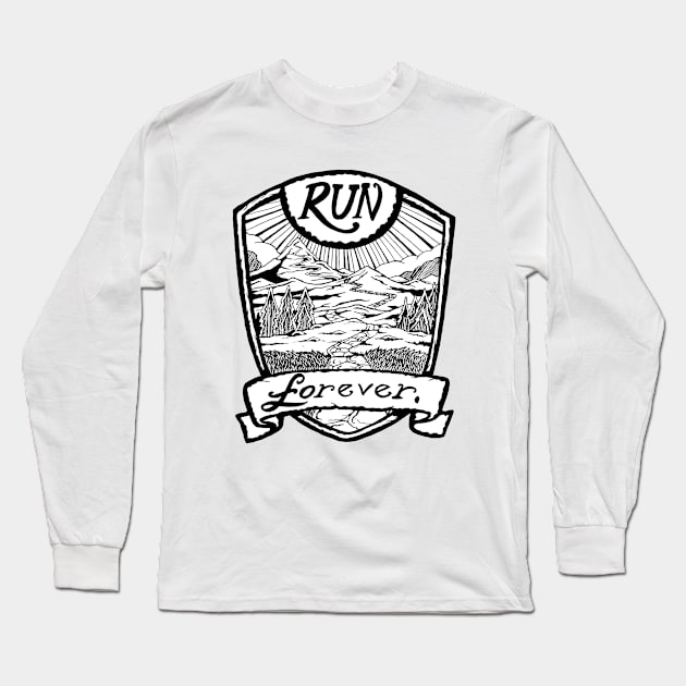 Run Forever - Black and white Long Sleeve T-Shirt by bangart